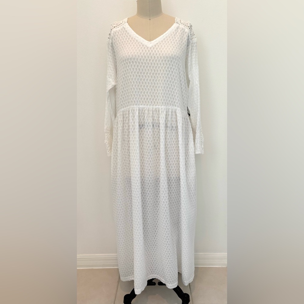 Jaded Gypsy ‘Starlight River’ Maxi Dress NWT White Textured Cotton Boho S/M